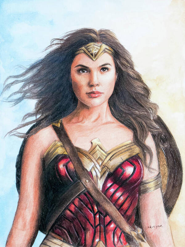 Drawing Wonder Woman Gal Gadot  Colored Pencil Art  How To Draw Portraits   Speed Drawing  YouTube