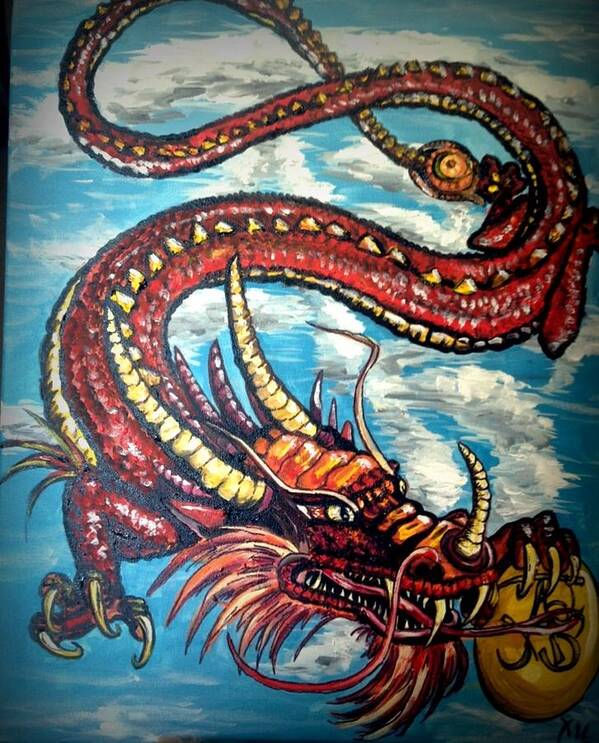 Dragon Poster featuring the painting Year Of The Dragon by Alexandria Weaselwise Busen