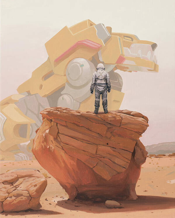 Astronaut Poster featuring the painting Yellow Lion by Scott Listfield