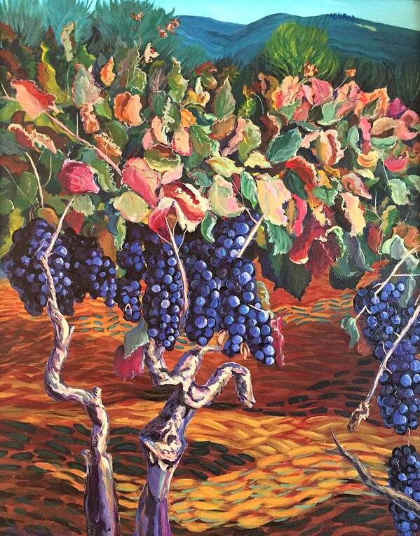 Grape Poster featuring the painting Zinfandel Grape Zanies by Celeste Drewien