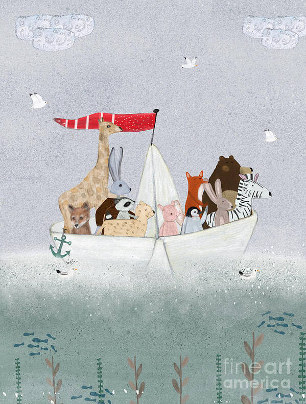 Nursery Art Poster featuring the painting A Little Nautical Adventure by Bri Buckley