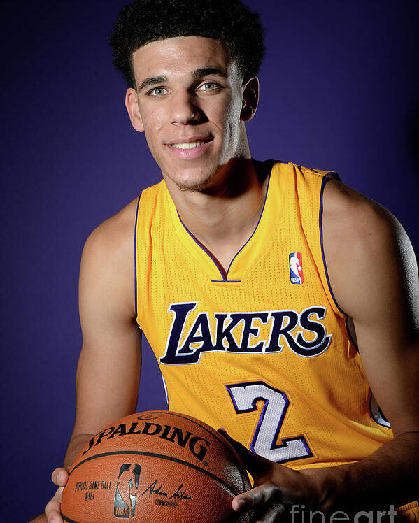 Lonzo Ball Poster featuring the photograph Los Angeles Lakers Introduce Lonzo Ball by Andrew D. Bernstein