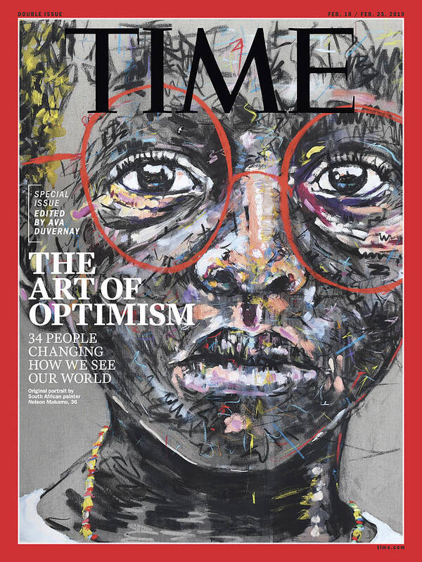 Nelson Makamo Poster featuring the photograph The Art Of Optimism Time Cover by Painting by Nelson Makamo for TIME
