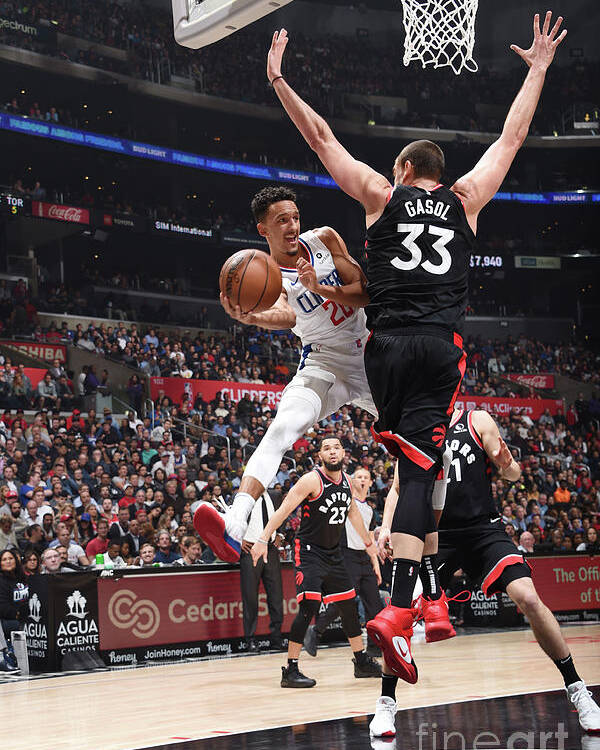 Nba Pro Basketball Poster featuring the photograph Toronto Raptors V Los Angeles Clippers by Adam Pantozzi