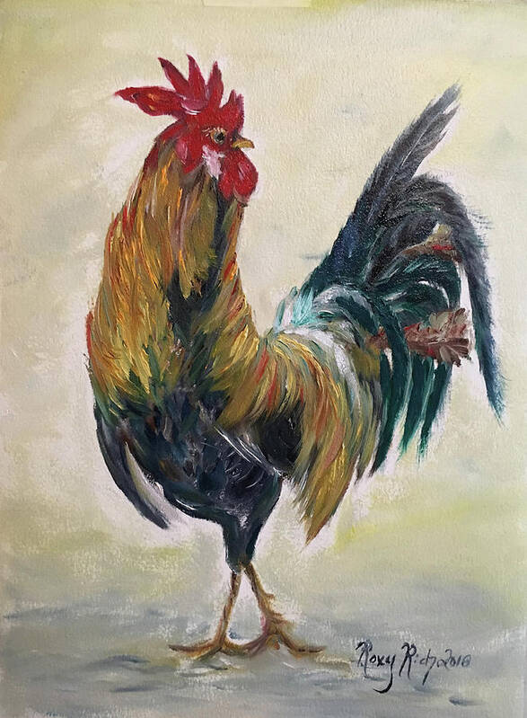Rooster Poster featuring the painting Who you calling Chicken by Roxy Rich