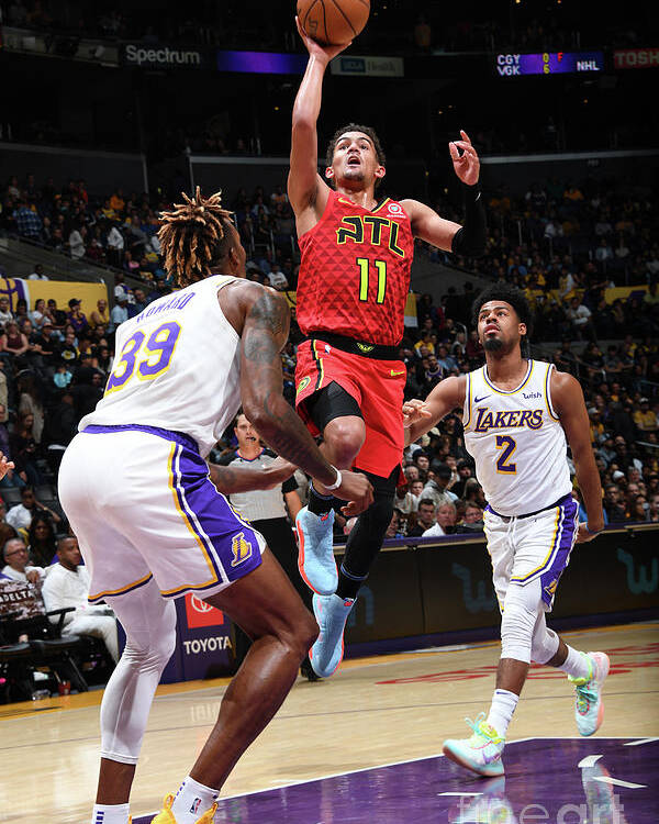 Nba Pro Basketball Poster featuring the photograph Atlanta Hawks V Los Angeles Lakers by Andrew D. Bernstein