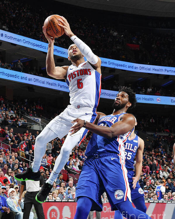 Nba Pro Basketball Poster featuring the photograph Detroit Pistons V Philadelphia 76ers by Jesse D. Garrabrant
