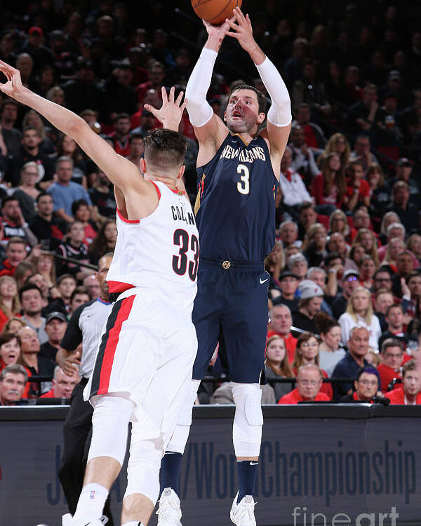 Nikola Mirotic Poster featuring the photograph New Orleans Pelicans V Portland Trail by Sam Forencich