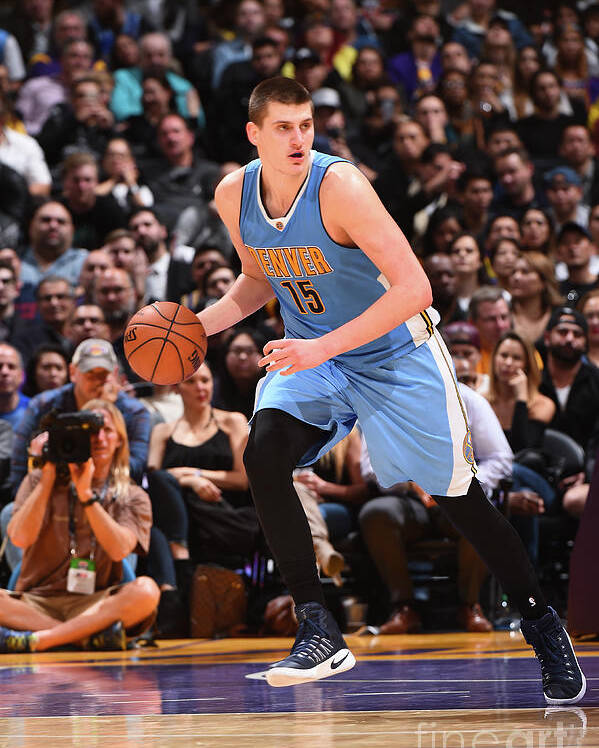 Nikola Jokic Poster featuring the photograph Denver Nuggets V Los Angeles Lakers by Andrew D. Bernstein