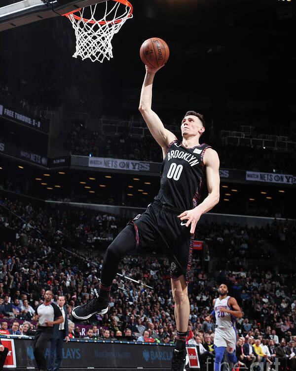 Rodions Kurucs Poster featuring the photograph Detroit Pistons V Brooklyn Nets by Nathaniel S. Butler