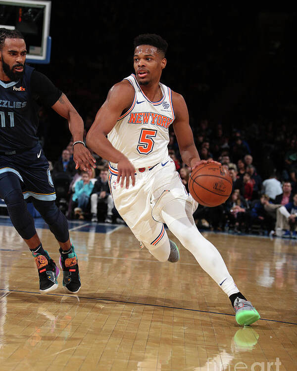 Dennis Smith Jr Poster featuring the photograph Memphis Grizzlies V New York Knicks by Nathaniel S. Butler
