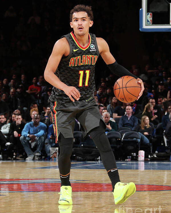 Trae Young Poster featuring the photograph Atlanta Hawks V New York Knicks by Nathaniel S. Butler