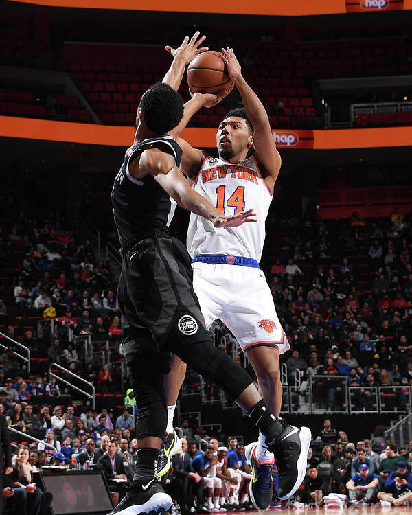 Allonzo Trier Poster featuring the photograph New York Knicks V Detroit Pistons by Chris Schwegler