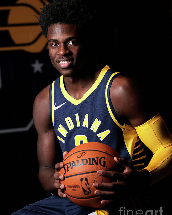 Aaron Holiday Poster featuring the photograph 2018-19 Indiana Pacers Media Day by Ron Hoskins