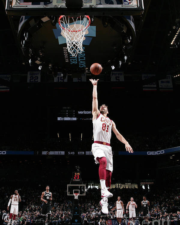 Jose Calderon Poster featuring the photograph Cleveland Cavaliers V Brooklyn Nets by Nathaniel S. Butler