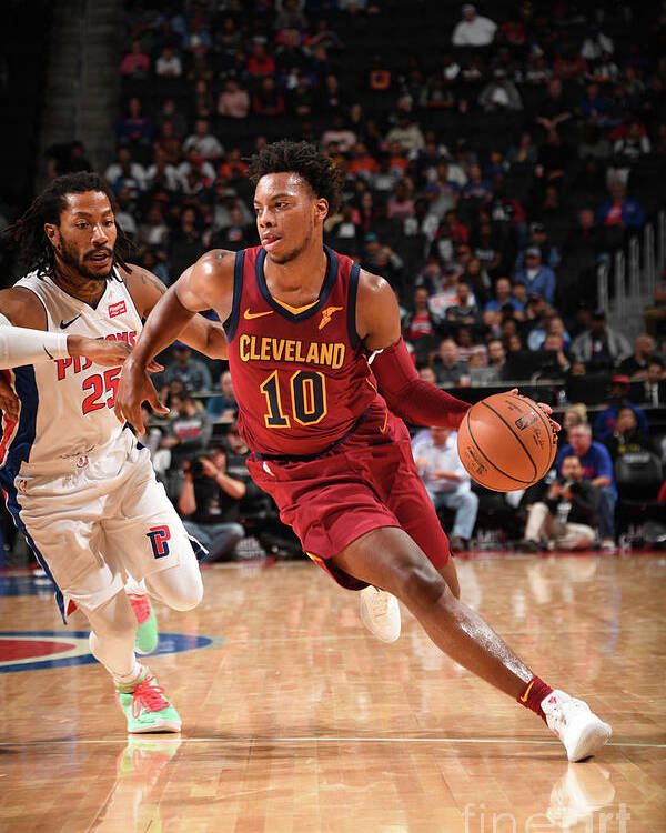 Darius Garland Poster featuring the photograph Cleveland Cavaliers V Detroit Pistons by Chris Schwegler