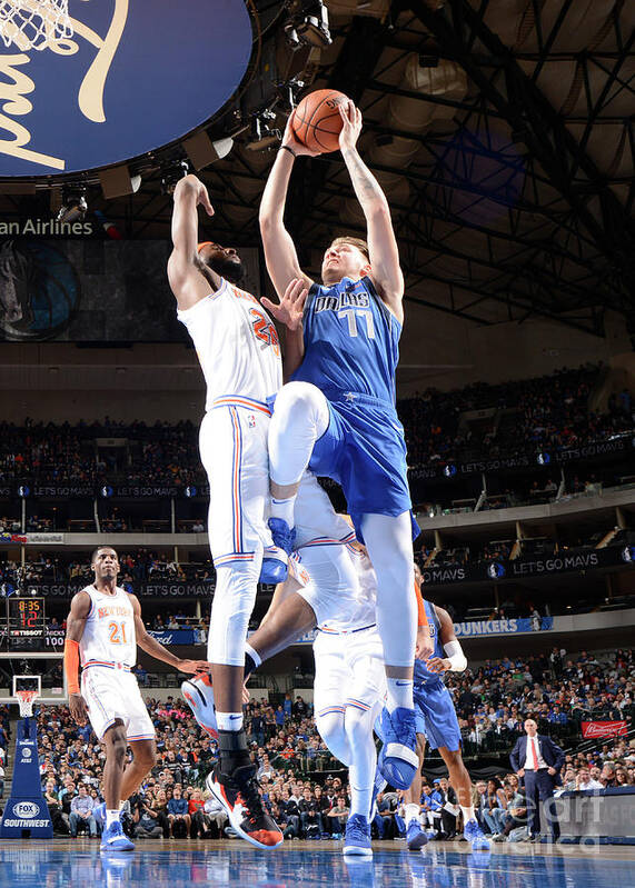 Luka Doncic Poster featuring the photograph New York Knicks V Dallas Mavericks by Glenn James