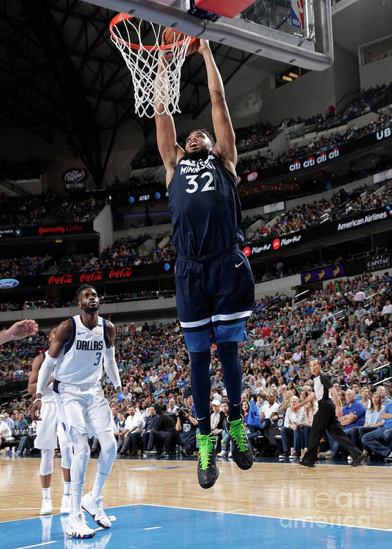 Karl-anthony Towns Poster featuring the photograph Minnesota Timberwolves V Dallas by Glenn James