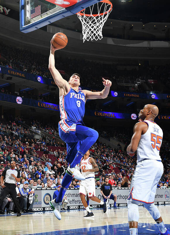 Dario Saric Poster featuring the photograph Philadelphia 76ers V New York Knicks by Jesse D. Garrabrant