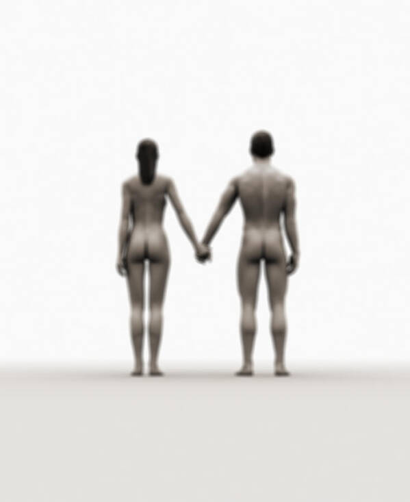 A Naked Couple Holding Hands Poster By Jorg Greuel