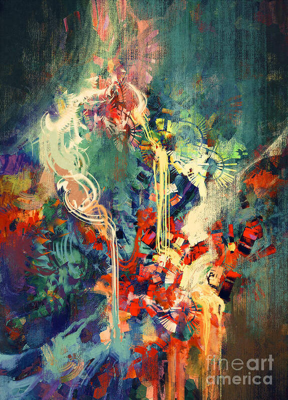 Concept Poster featuring the digital art Abstract Colorful Paintingmelted by Tithi Luadthong