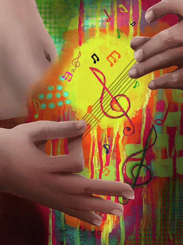 Yellow Poster featuring the digital art Air Guitar by April Burton