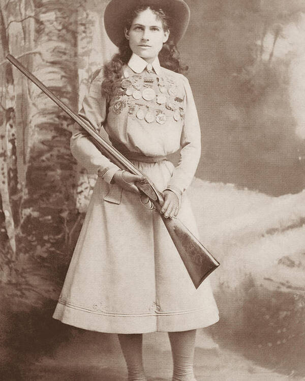 Annie Oakley Holding A Rifle - 1899 Poster by War Is Hell Store - Fine Art  America