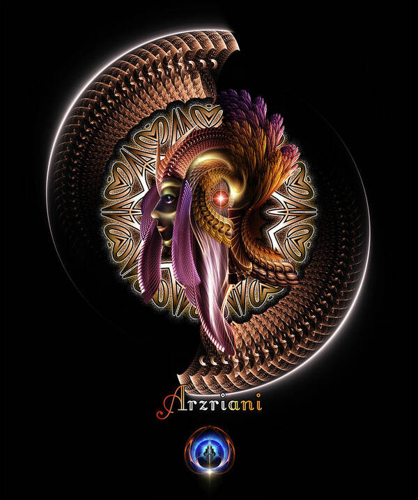 Asteroidday Poster featuring the digital art Arzriani The Golden Empress Fractal Portrait by Rolando Burbon
