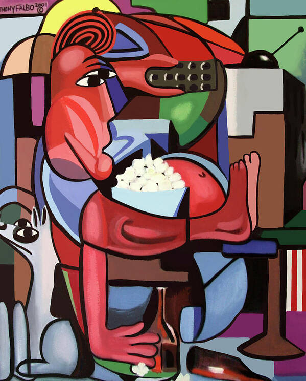 Cubism Poster featuring the painting Assuming The Position by Anthony Falbo