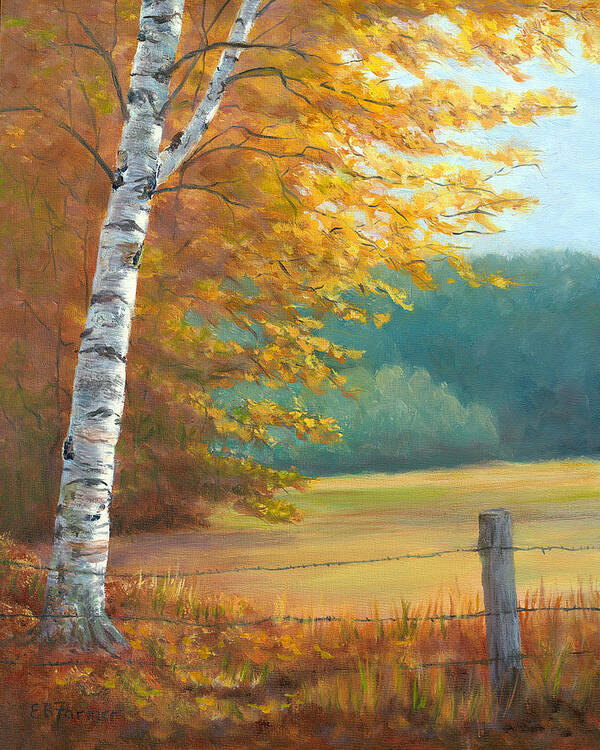 Autumn Poster featuring the painting Autumn Birch Field by Elaine Farmer