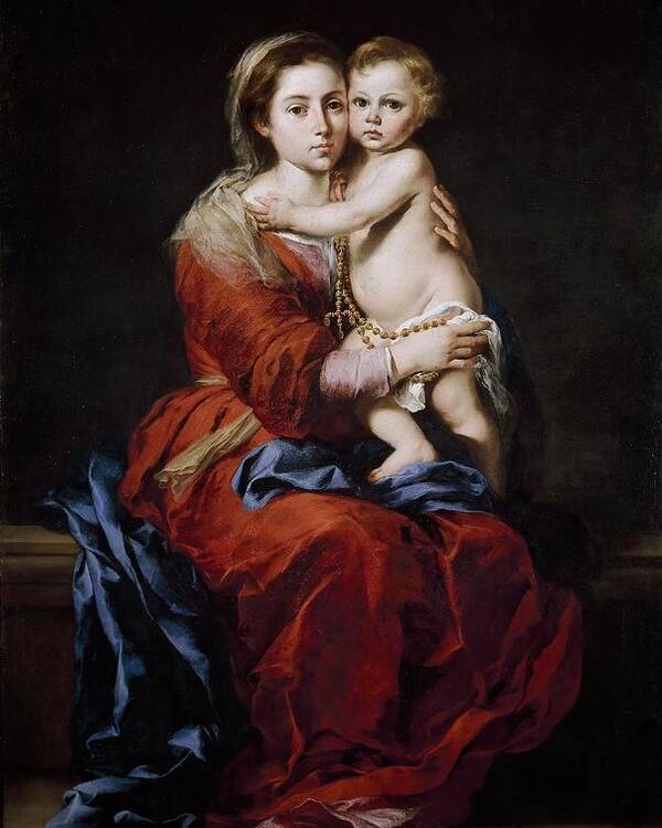 Bartolome Esteban Murillo Poster featuring the painting Bartolome Esteban Murillo / 'Our Lady of the Rosary', 1650-1655, Spanish School, Oil on canvas. by Bartolome Esteban Murillo -1611-1682-
