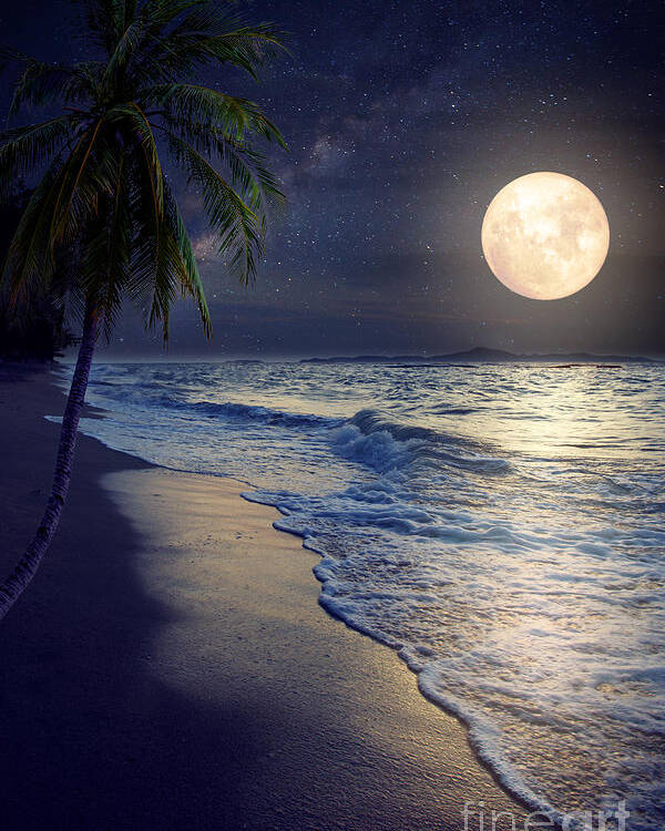 Romance Poster featuring the photograph Beautiful Fantasy Tropical Beach by Jakkapan
