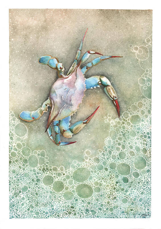 Blue Crab Poster featuring the painting Blue Crab by Hilda Wagner