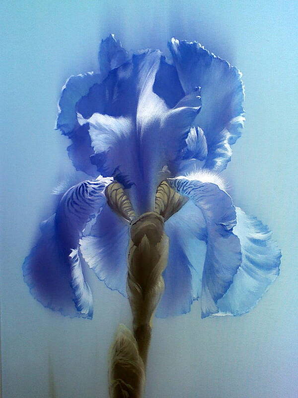 Russian Artists New Wave Poster featuring the painting Blue Iris Flower by Alina Oseeva