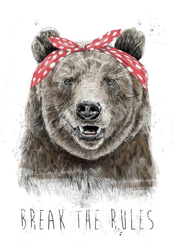 Bear Poster featuring the mixed media Break the rules by Balazs Solti