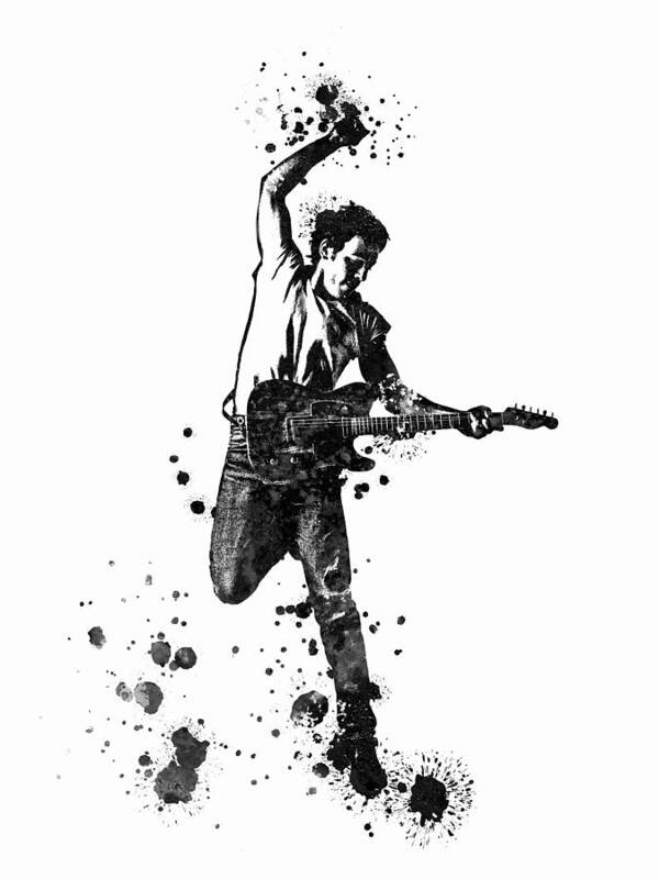 Bruce Springsteen Black and White Watercolor 01 by StockPhotosArt Com