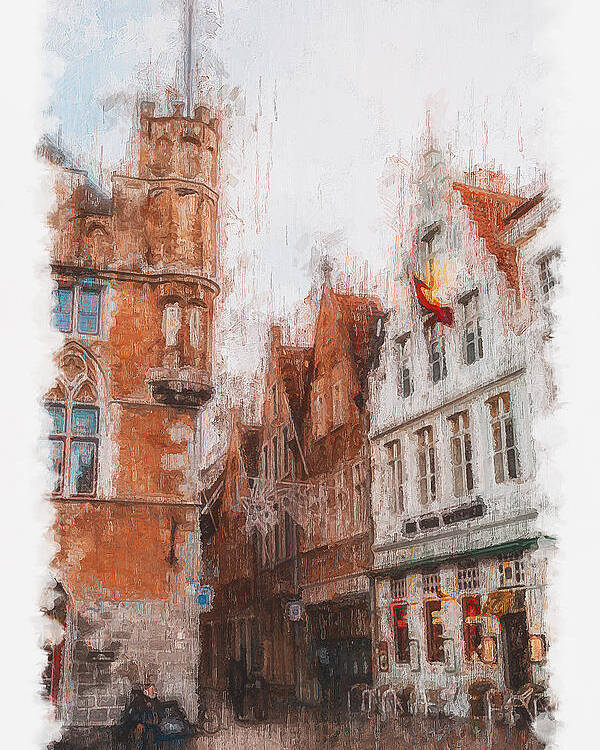 Belgium Poster featuring the painting Bruges, Belgium - 03 by AM FineArtPrints