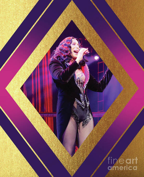 Cher Poster featuring the digital art Burlesque Cher Diamond by Cher Style