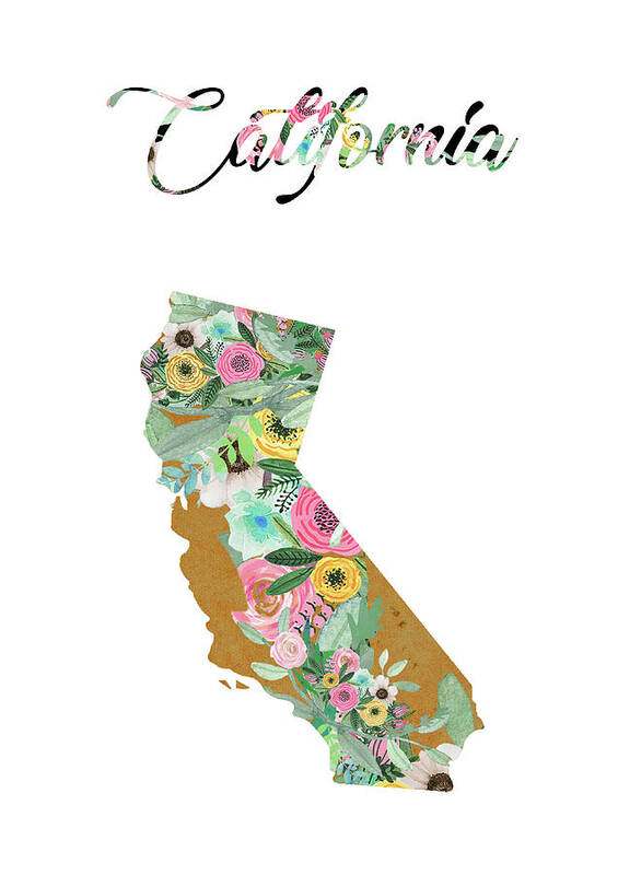 California Collage Poster featuring the mixed media California by Claudia Schoen