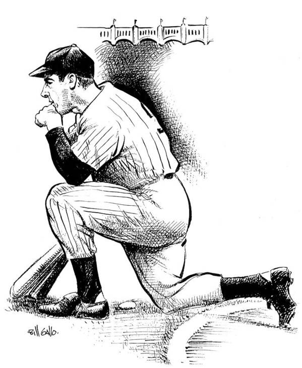 Cartoon New York Yankees Joe Dimaggio Poster