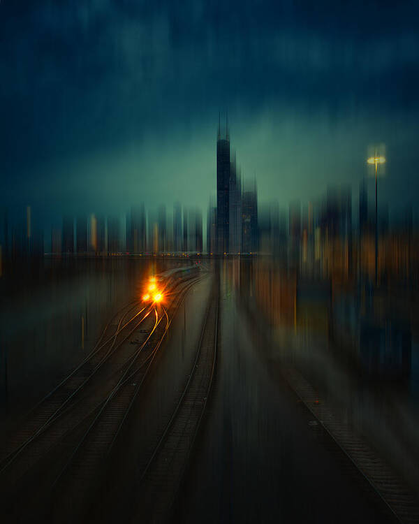 Abstract Poster featuring the photograph Chicago by Yu Cheng