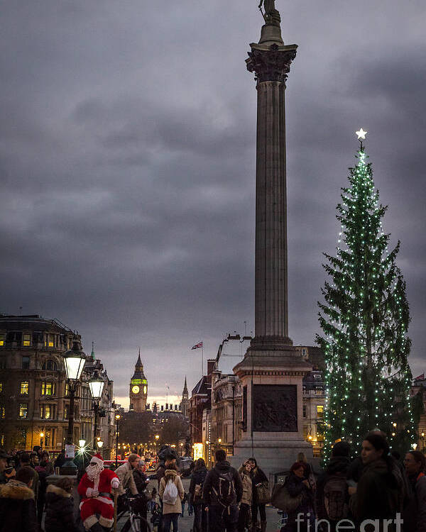Father Christmas Poster featuring the photograph Christmas in Trafalgar Square, London by Perry Rodriguez