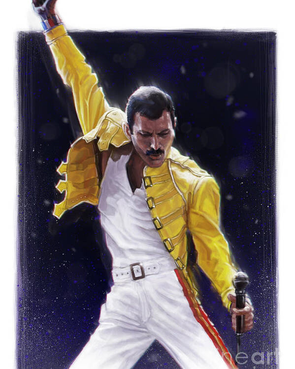Freddie Mercury Poster featuring the digital art Classic Freddie by Andre Koekemoer