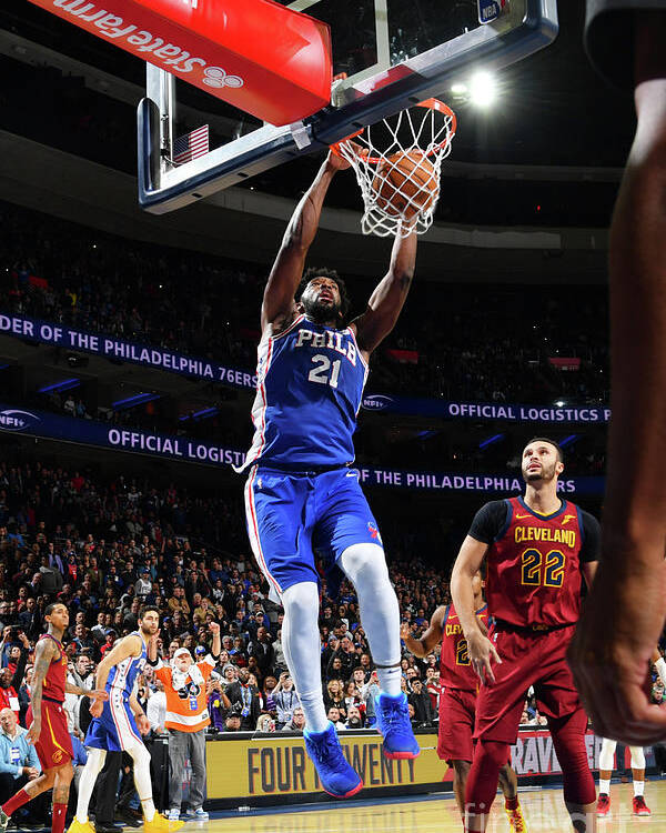 Joel Embiid Poster featuring the photograph Cleveland Cavaliers V Philadelphia 76ers by Jesse D. Garrabrant