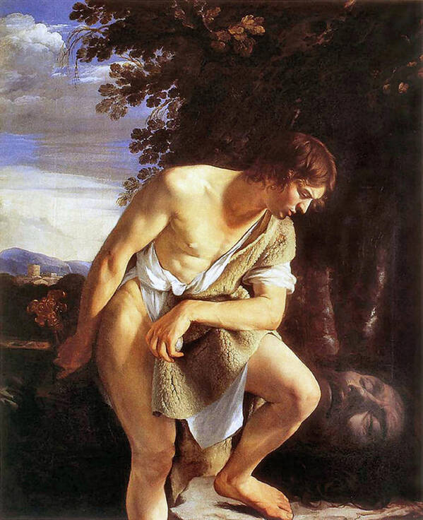 Orazio Gentileschi Poster featuring the painting David Contemplating by Orazio Gentileschi