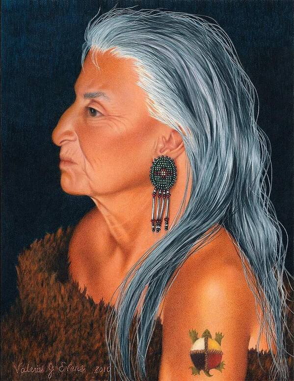 Native American Portrait. American Indian Elder Portrait. Poster featuring the painting Delaware Elder by Valerie Evans