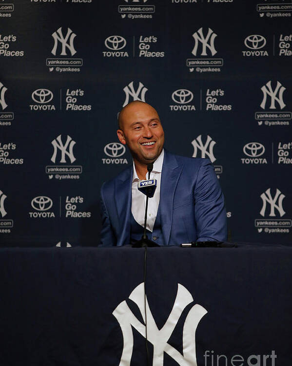 People Poster featuring the photograph Derek Jeter Ceremony by Rich Schultz
