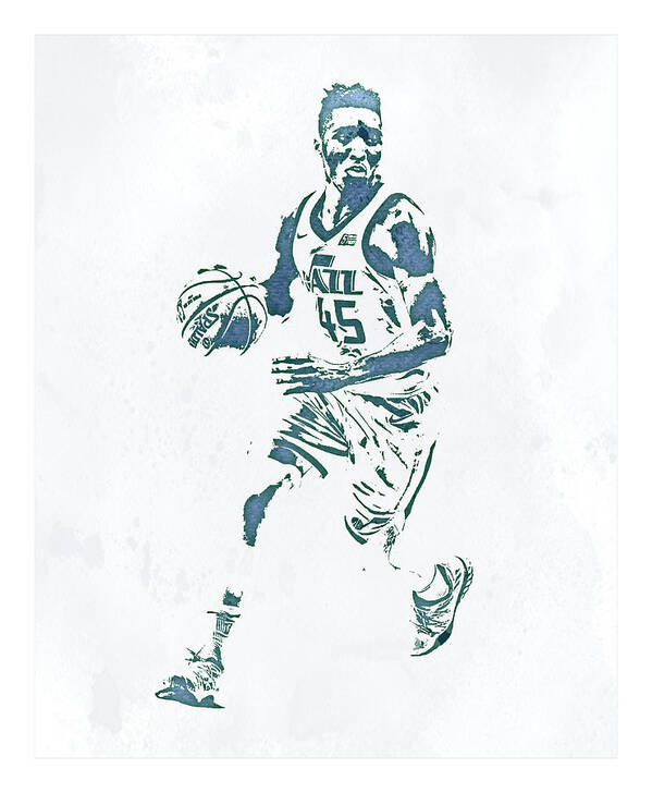 Utah Jazz Vintage Basketball Art T-Shirt by Joe Hamilton - Pixels