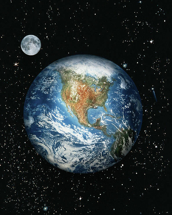 Earth With North America Outer Space Poster By Donald E Carroll