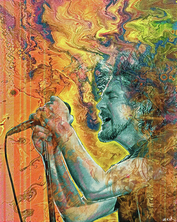 Pop Art Poster featuring the painting Eddie Vedder - Better Man by Bobby Zeik